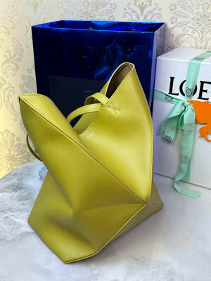 Loewe Medium Puzzle Fold tote in shiny calfskin A657G50X01 Yellow - Default Title - View 4