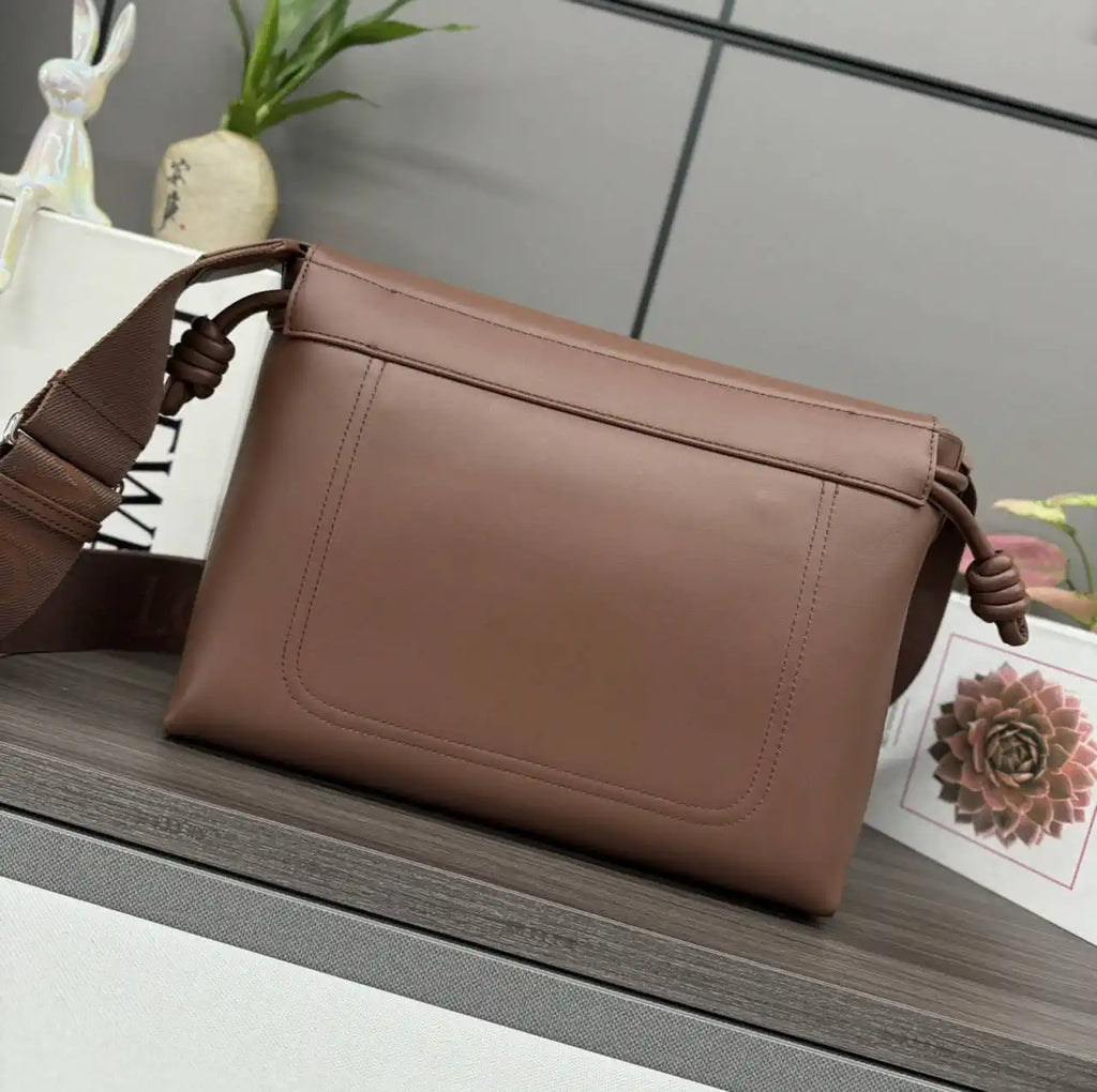 Loewe Men Flamenco satchel in shiny supple calfskin B411FSAX04 Brown