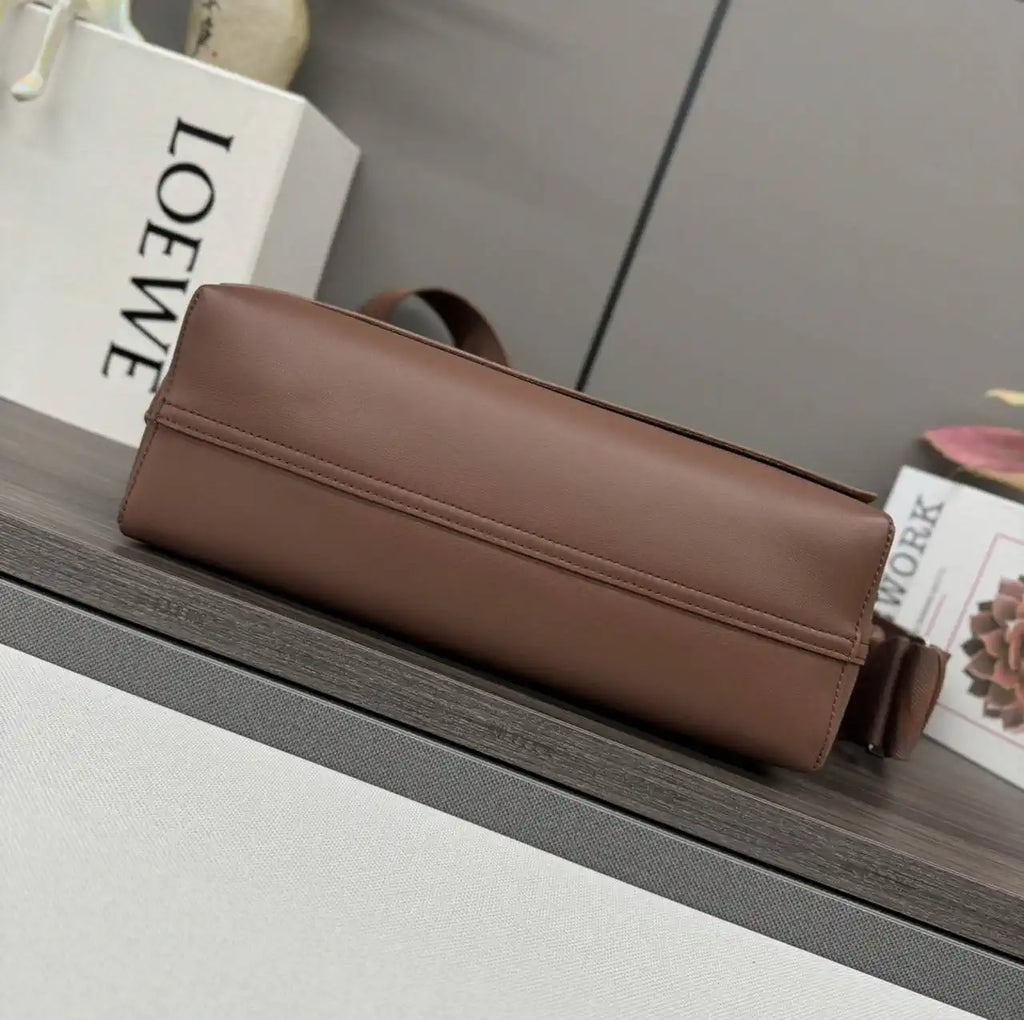 Loewe Men Flamenco satchel in shiny supple calfskin B411FSAX04 Brown