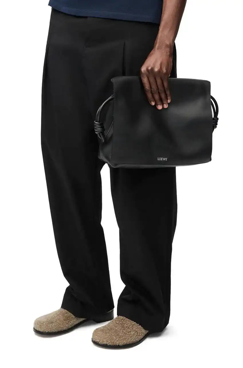 Loewe Men Flamenco satchel in shiny supple calfskin B411FSAX04 Black