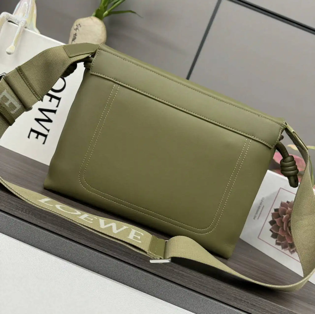 Loewe Men Flamenco satchel in shiny supple calfskin B411FSAX04 Green