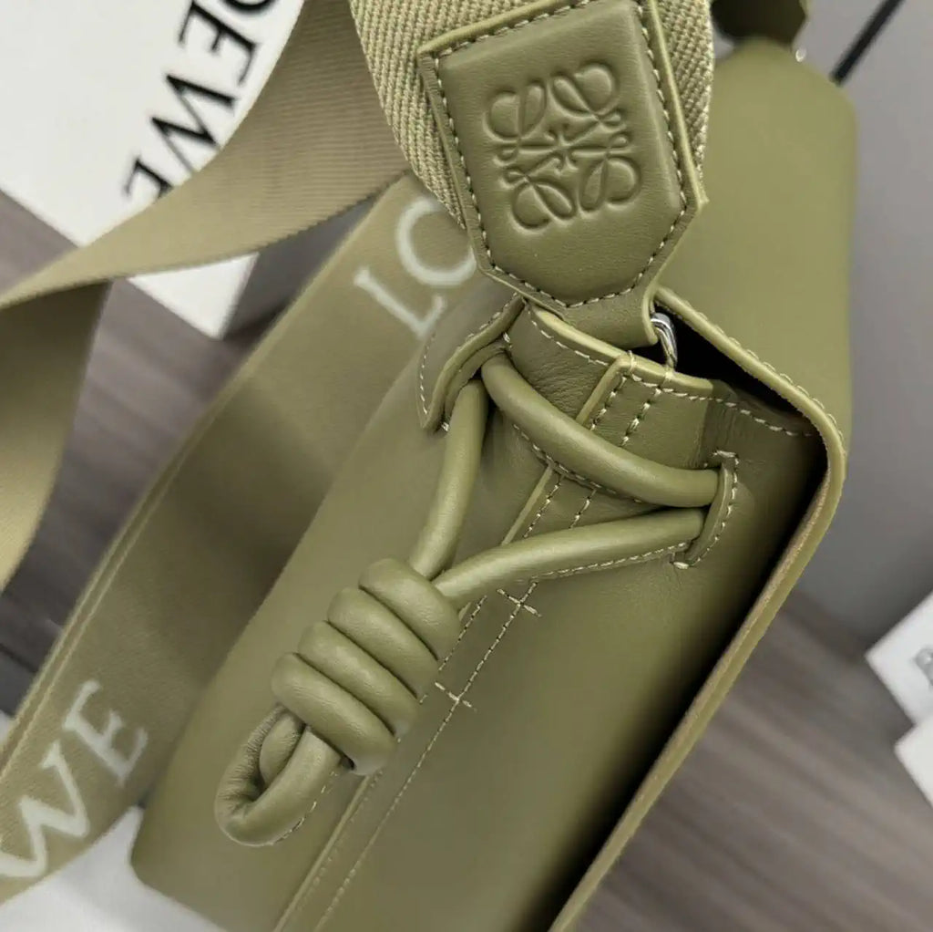 Loewe Men Flamenco satchel in shiny supple calfskin B411FSAX04 Green