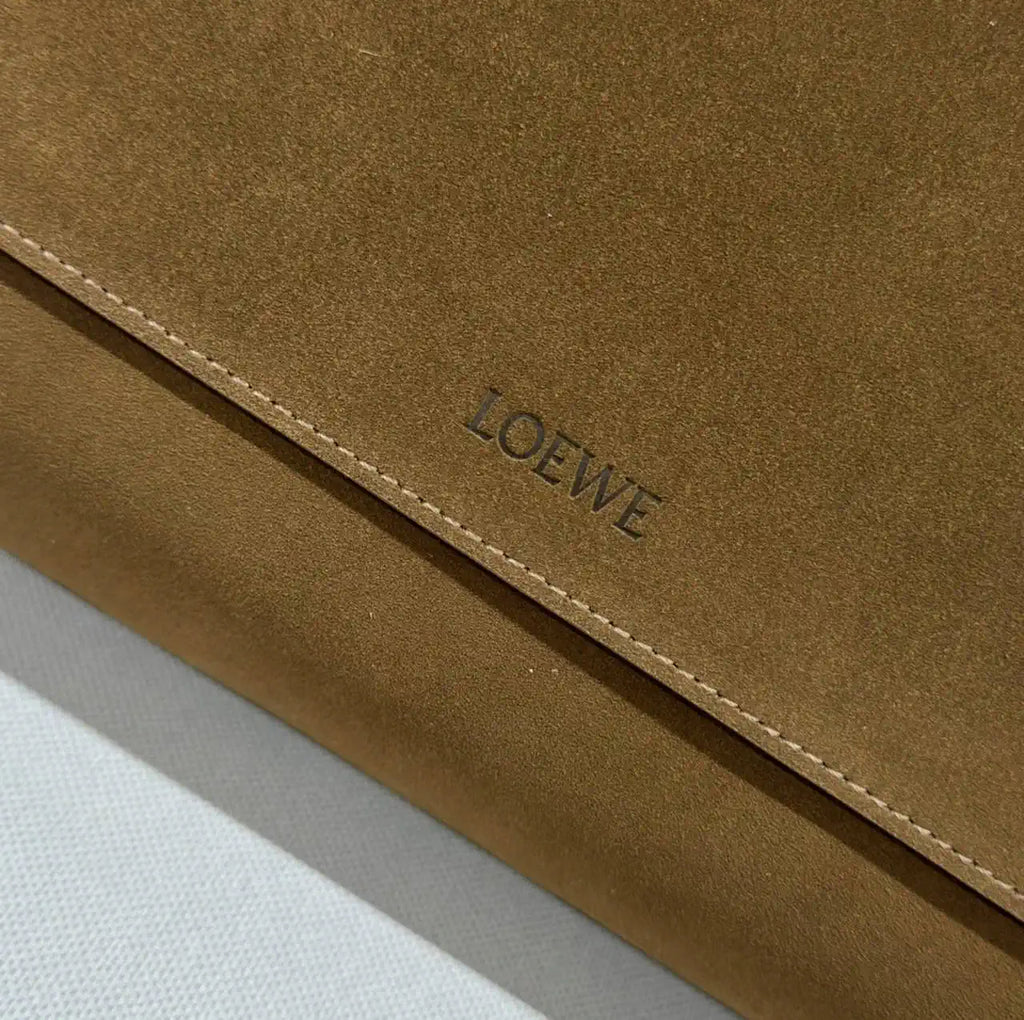 Loewe Men Flamenco satchel in Suede leather  B411FSAX04 Brown