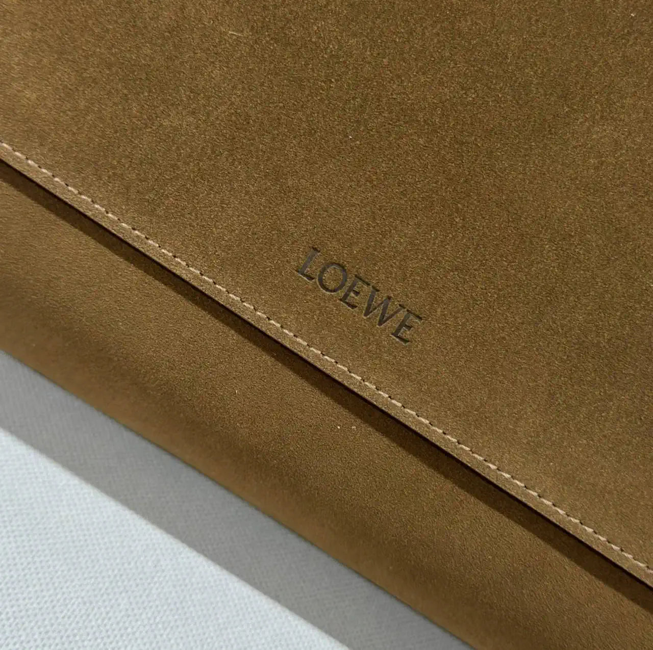 Loewe Men Flamenco satchel in Suede leather  B411FSAX04 Brown