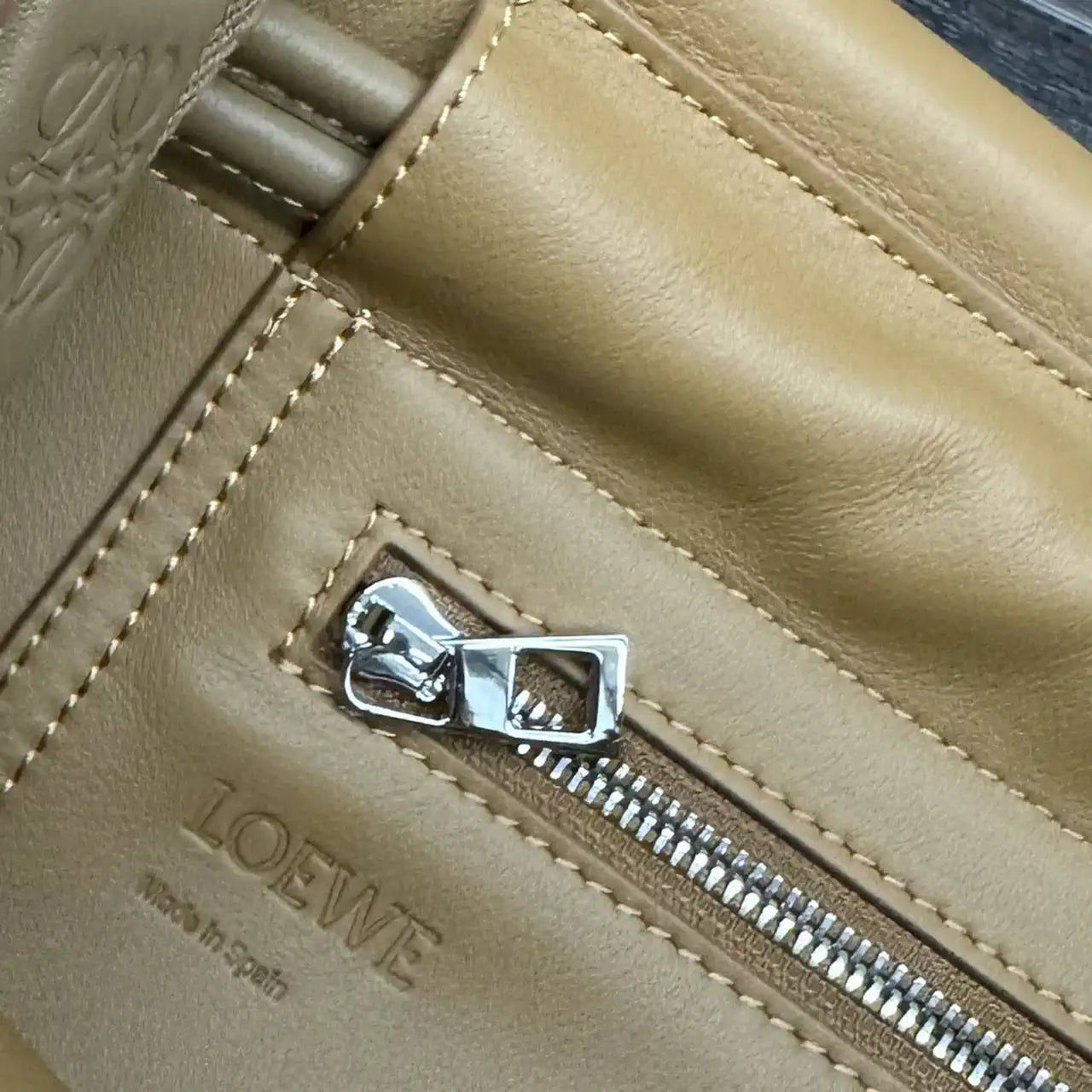 Loewe Men Flamenco satchel in Suede leather  B411FSAX04 Brown