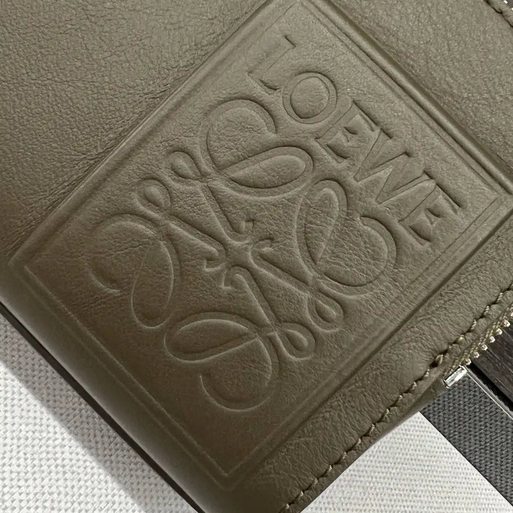 Loewe Mini crossbody camera bag in satin calfskin C565R41X05 Dark Khaki Green