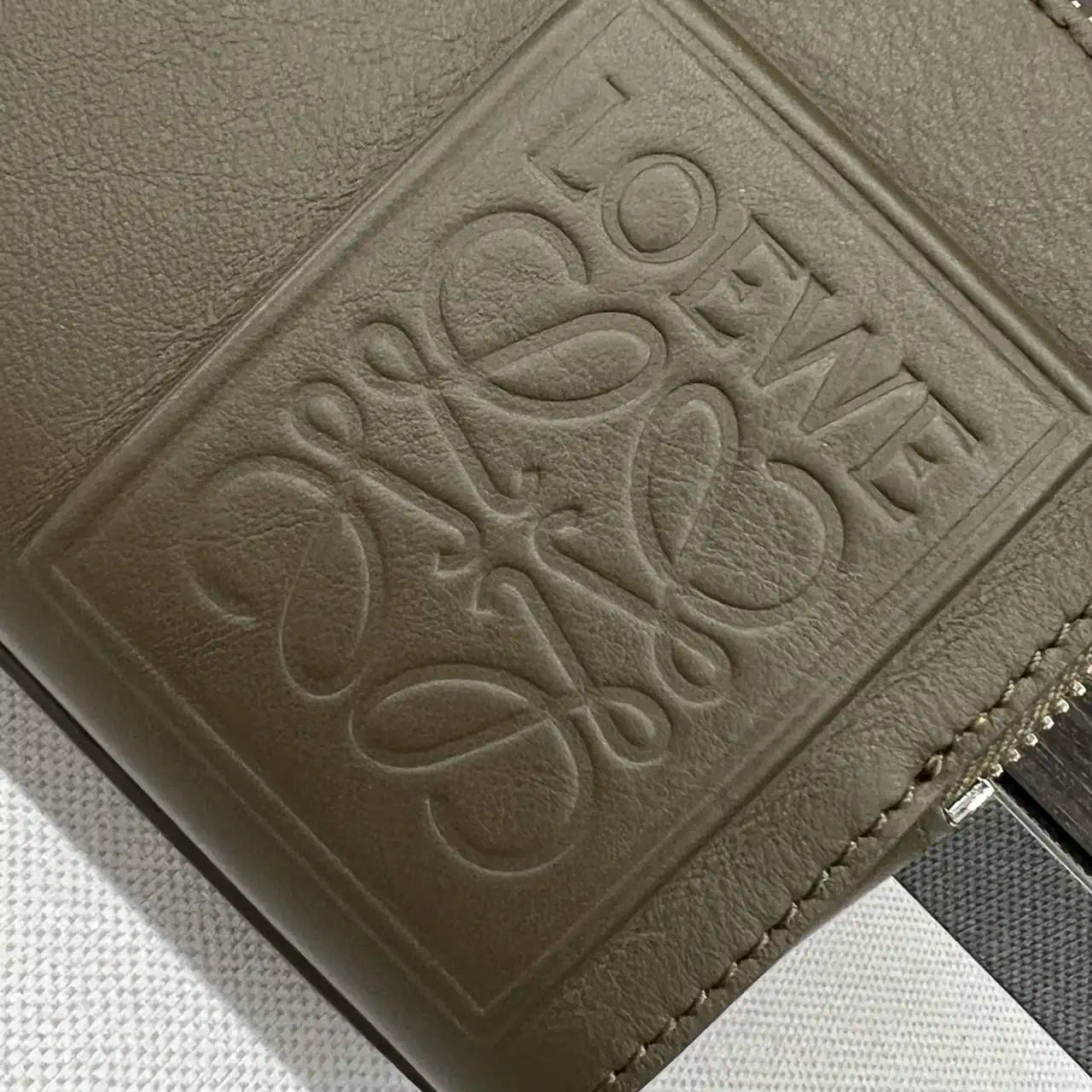Loewe Mini crossbody camera bag in satin calfskin C565R41X05 Dark Khaki Green