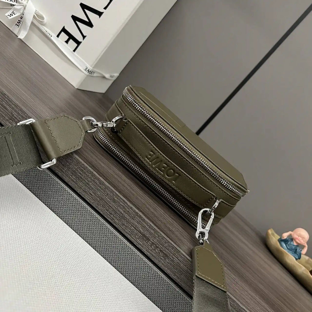 Loewe Mini crossbody camera bag in satin calfskin C565R41X05 Dark Khaki Green