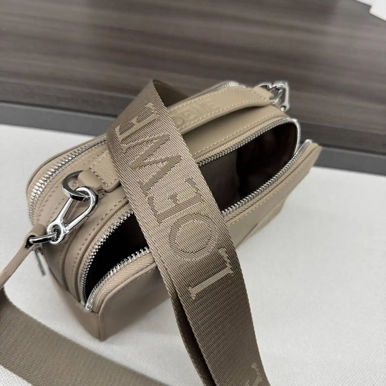 Loewe Mini crossbody camera bag in satin calfskin C565R41X05 Apricot