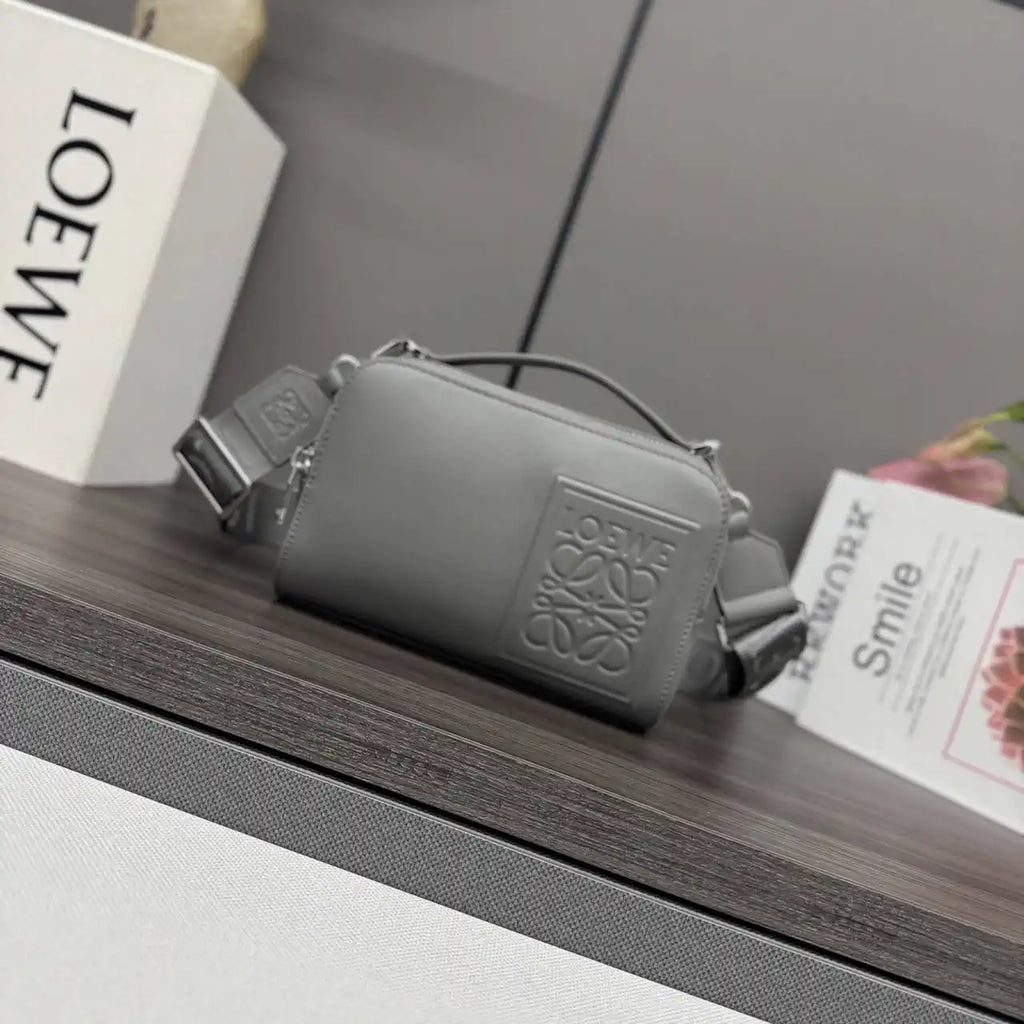 Loewe Mini crossbody camera bag in satin calfskin C565R41X05 Gray
