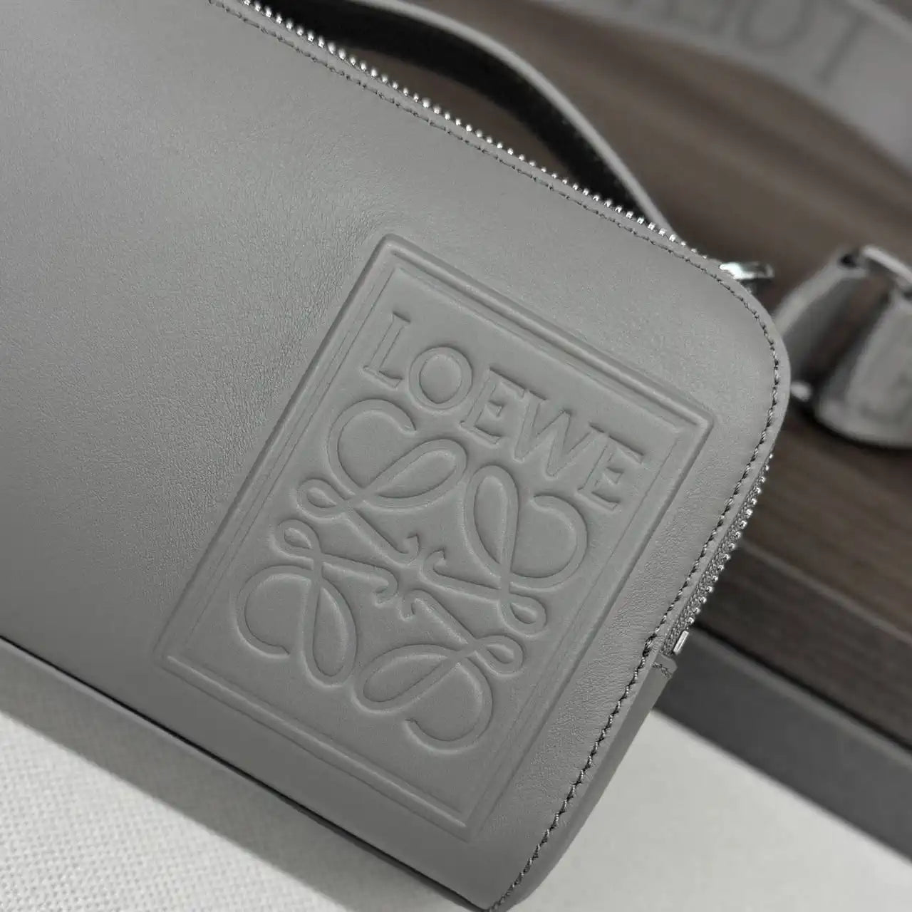 Loewe Mini crossbody camera bag in satin calfskin C565R41X05 Gray