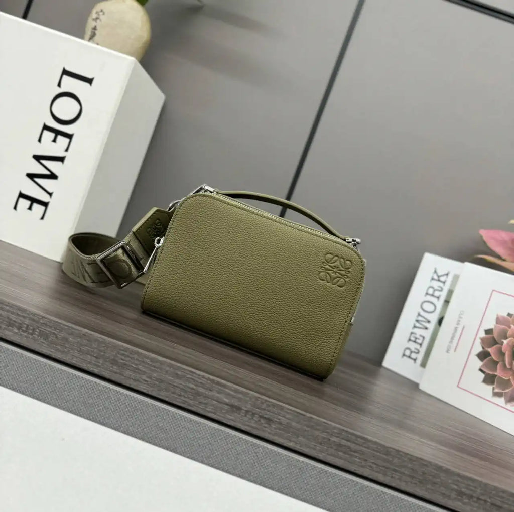 Loewe Mini crossbody camera bag in satin calfskin C565R41X05 Green
