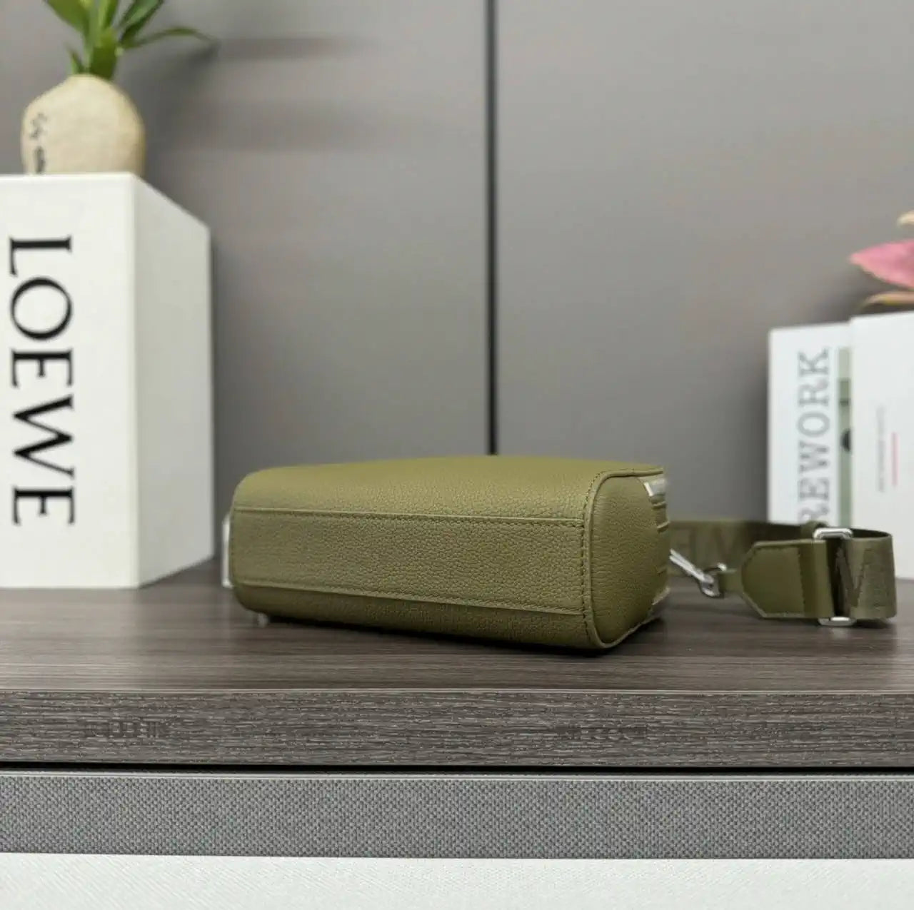 Loewe Mini crossbody camera bag in satin calfskin C565R41X05 Green