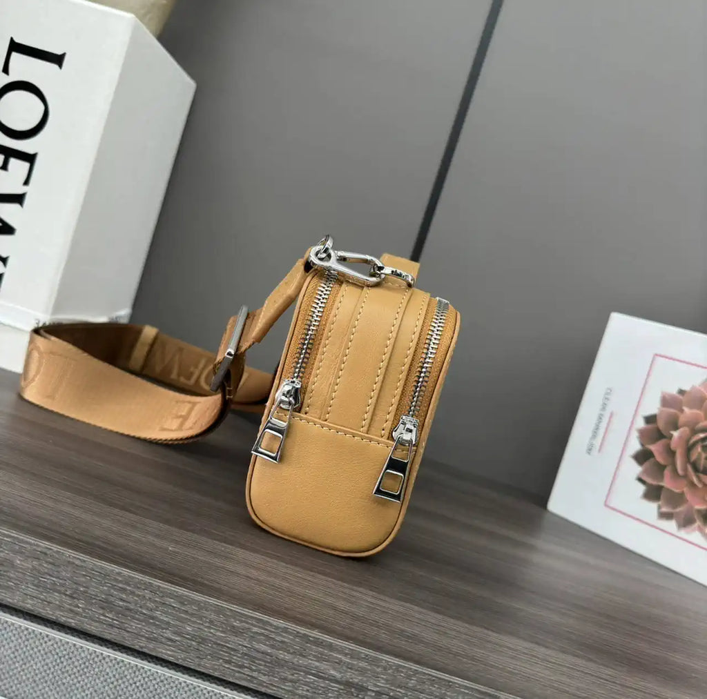 Loewe Mini crossbody camera bag in satin calfskin C565R41X05 Tan