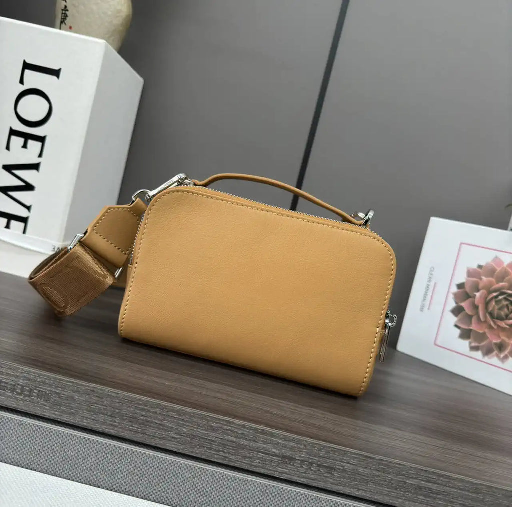 Loewe Mini crossbody camera bag in satin calfskin C565R41X05 Tan