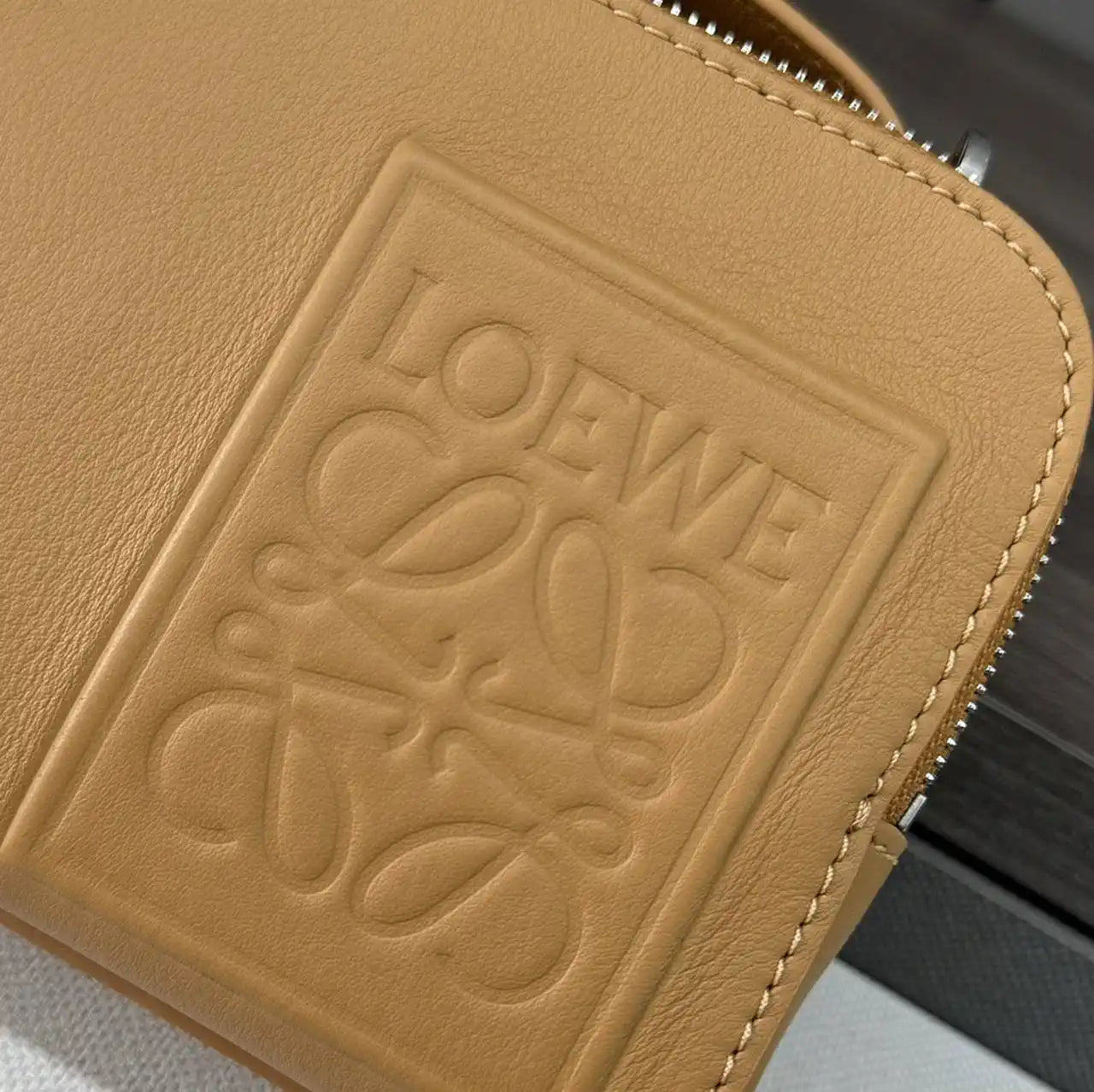 Loewe Mini crossbody camera bag in satin calfskin C565R41X05 Tan