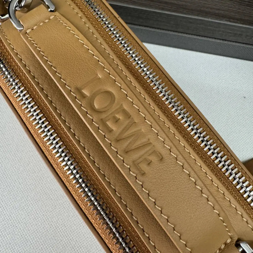 Loewe Mini crossbody camera bag in satin calfskin C565R41X05 Tan