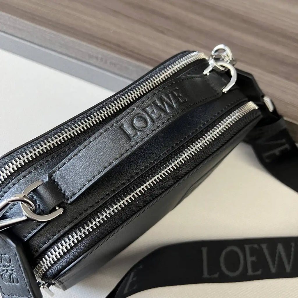 Loewe Mini crossbody camera bag in satin calfskin C565R41X05 Black