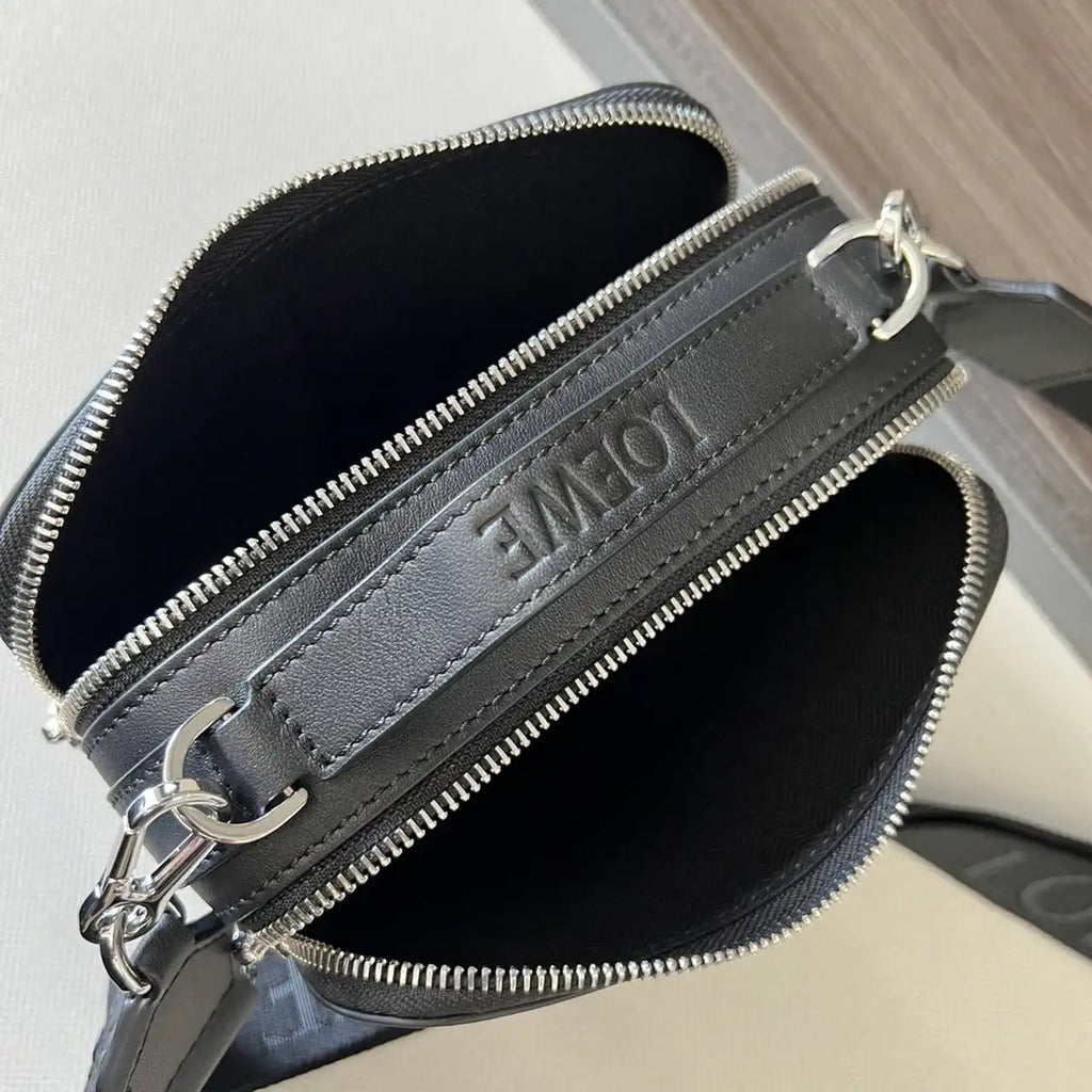 Loewe Mini crossbody camera bag in satin calfskin C565R41X05 Black