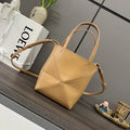 Loewe A657V25X01  Mini Puzzle Fold tote in shiny calfskin Apricot Yellow