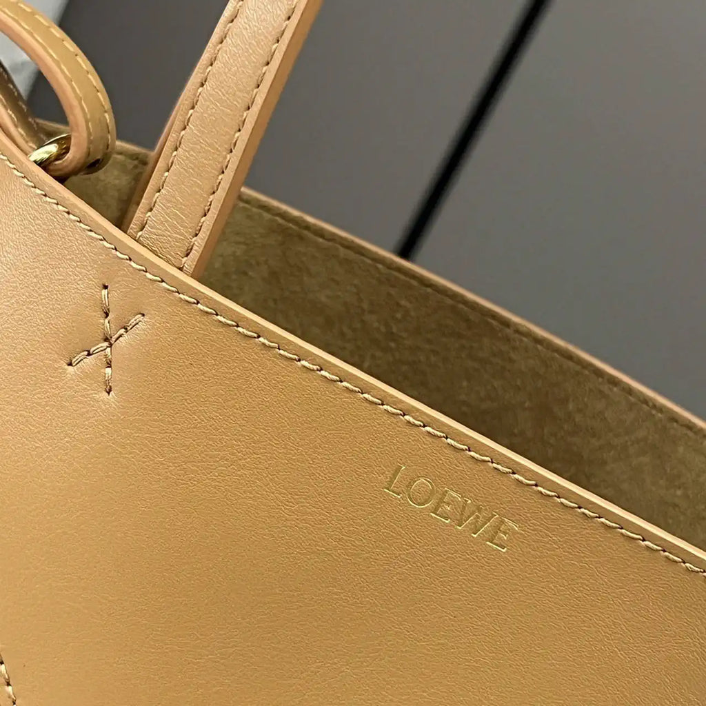 Loewe A657V25X01  Mini Puzzle Fold tote in shiny calfskin Apricot Yellow