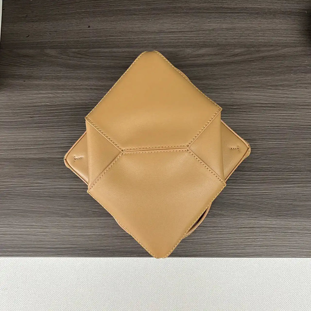 Loewe A657V25X01  Mini Puzzle Fold tote in shiny calfskin Apricot Yellow