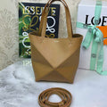 Loewe Mini Puzzle Fold tote in shiny calfskin A657V25X01 Brown - Default Title - View 1