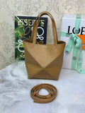 Loewe Mini Puzzle Fold tote in shiny calfskin A657V25X01 Brown