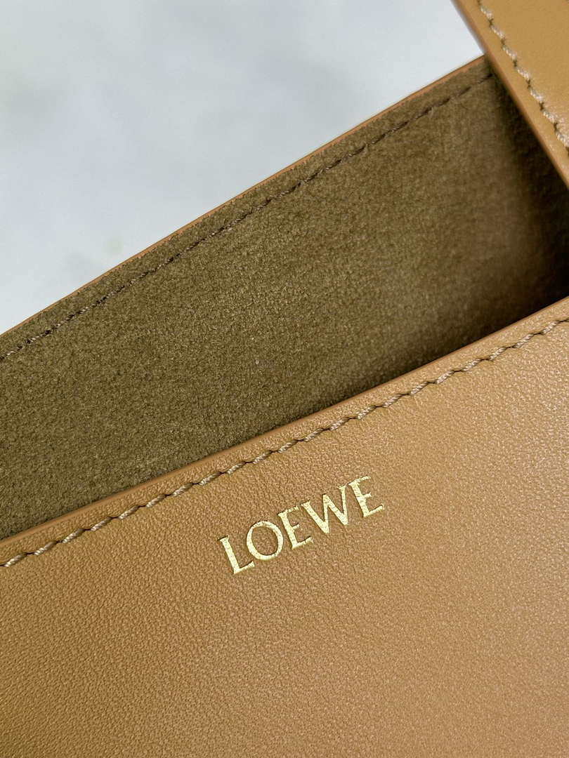 Loewe Mini Puzzle Fold tote in shiny calfskin A657V25X01 Brown