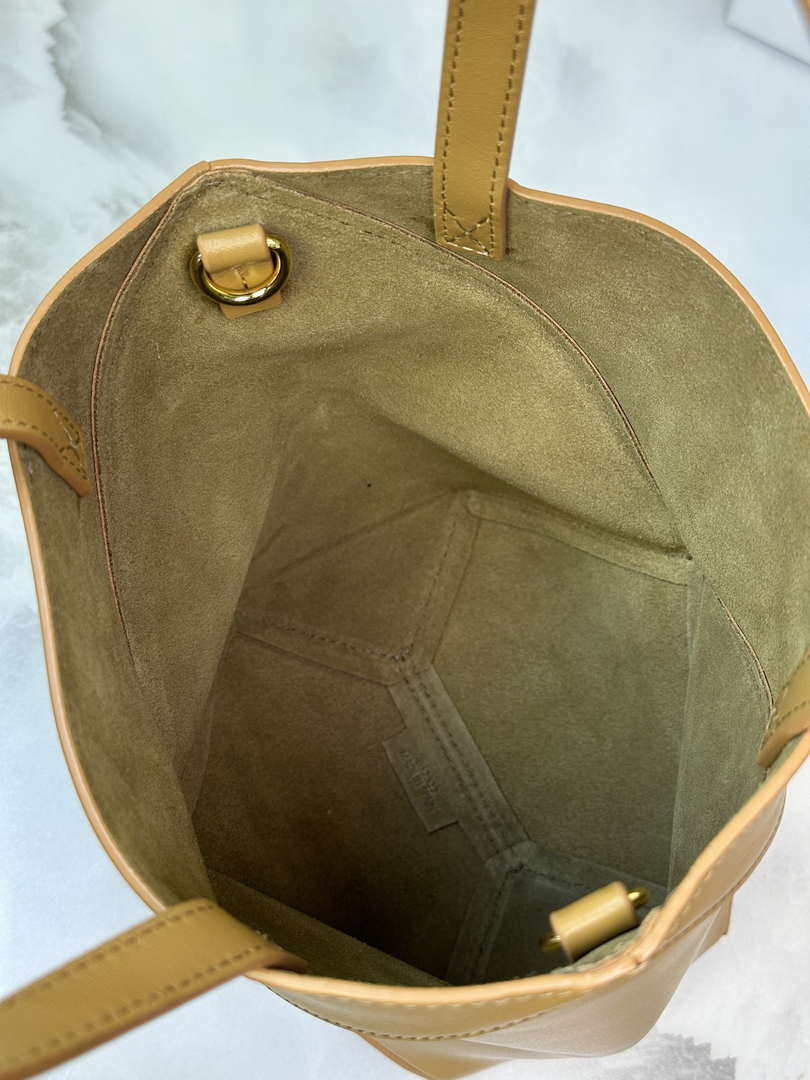 Loewe Mini Puzzle Fold tote in shiny calfskin A657V25X01 Brown