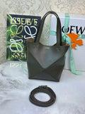 Loewe Mini Puzzle Fold tote in shiny calfskin A657V25X01 Dark Green