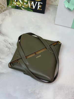 Loewe Mini Puzzle Fold tote in shiny calfskin A657V25X01 Dark Green - Default Title - View 7