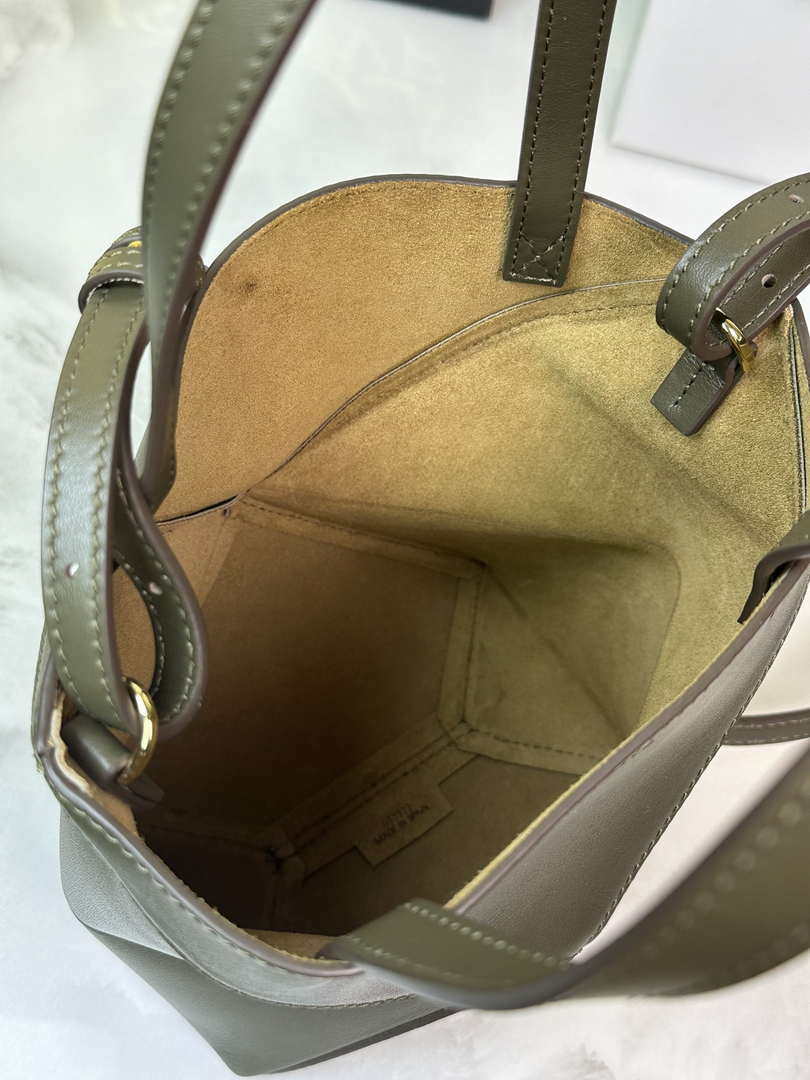 Loewe Mini Puzzle Fold tote in shiny calfskin A657V25X01 Dark Green