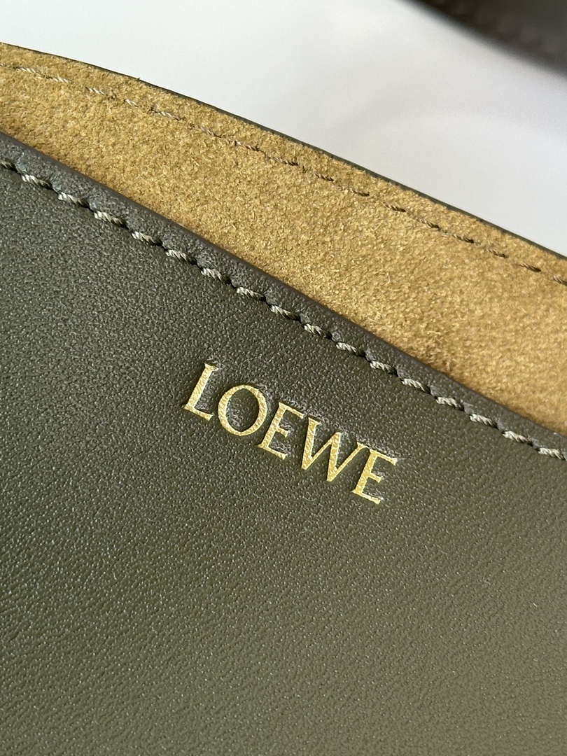 Loewe Mini Puzzle Fold tote in shiny calfskin A657V25X01 Dark Green