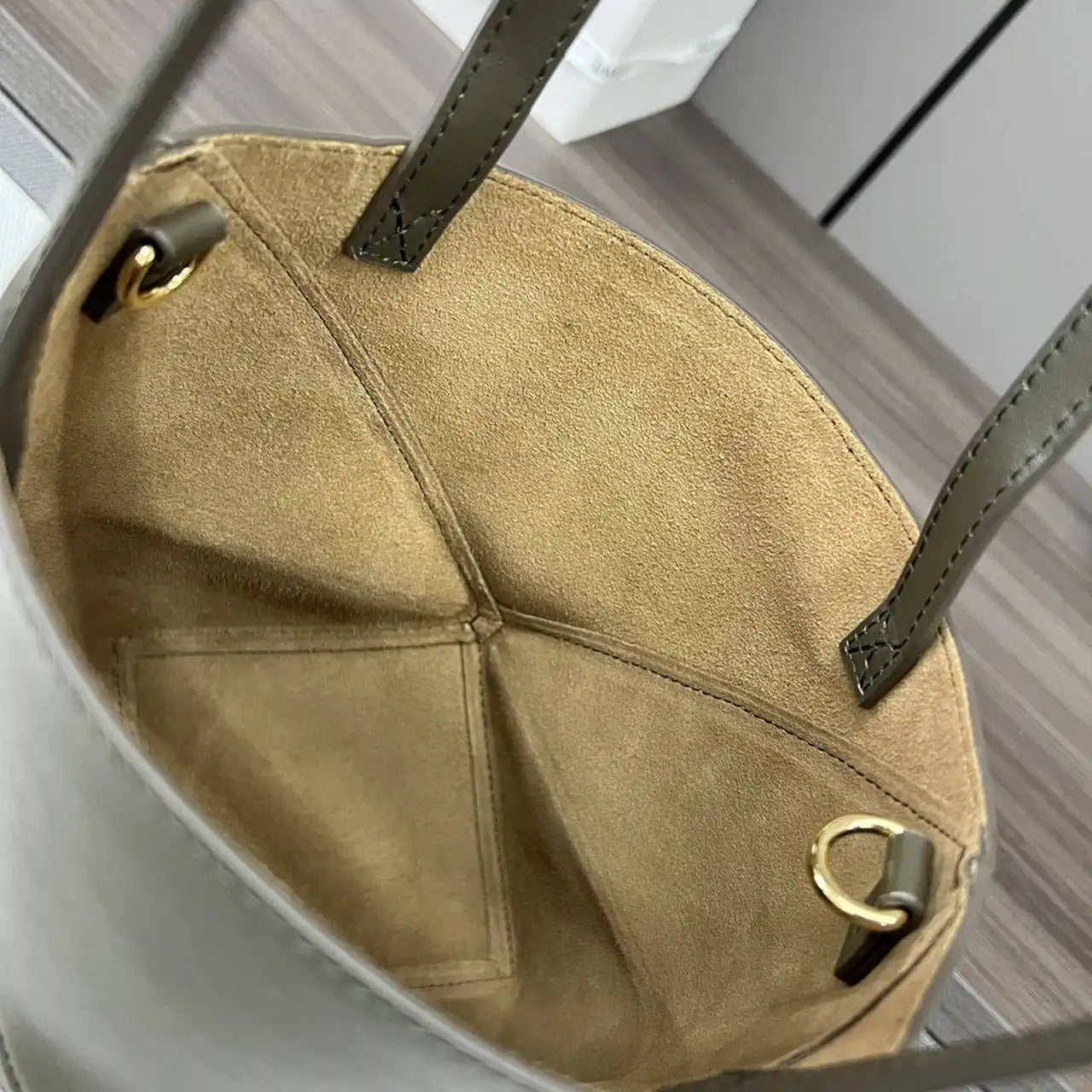 Loewe A657V25X01  Mini Puzzle Fold tote in shiny calfskin Dark Green