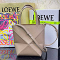 Loewe Mini Puzzle Fold tote in shiny calfskin A657V25X01 Nude Pink - Default Title - View 1