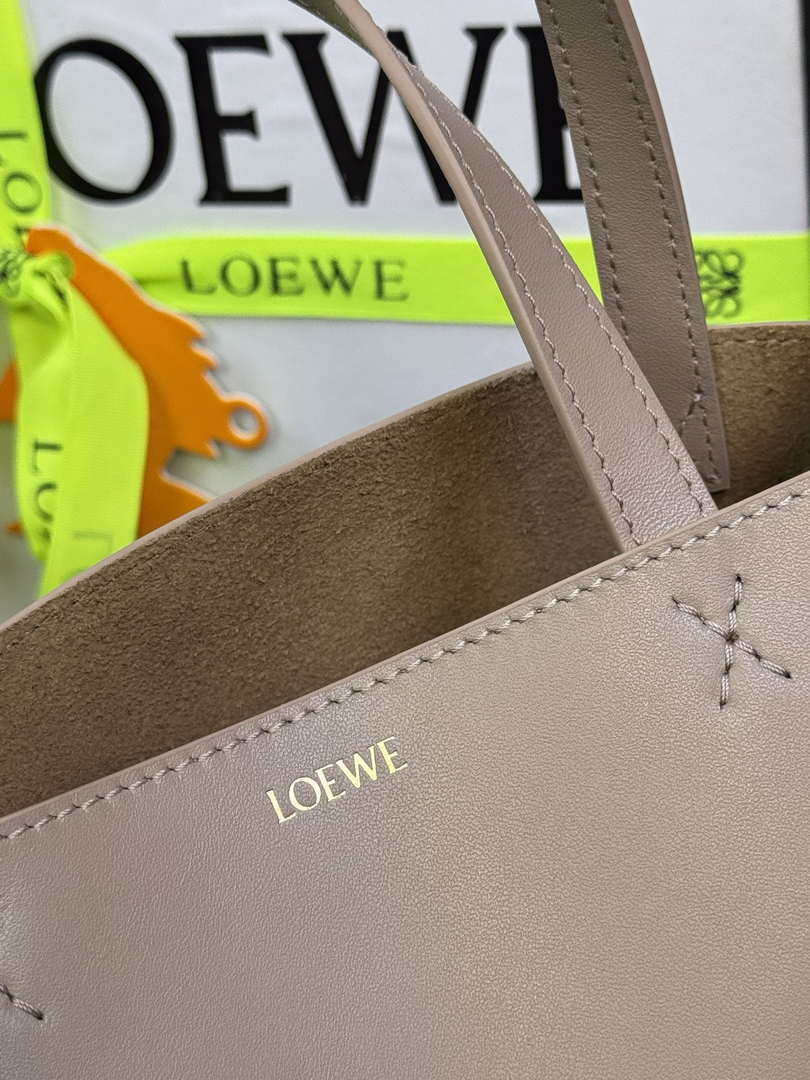Loewe Mini Puzzle Fold tote in shiny calfskin A657V25X01 Nude Pink