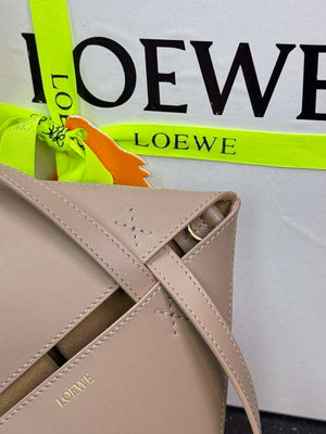 Loewe Mini Puzzle Fold tote in shiny calfskin A657V25X01 Nude Pink - Default Title - View 9