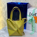Loewe Mini Puzzle Fold tote in shiny calfskin A657V25X01 Yellow - Default Title - View 1