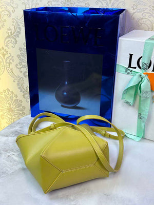 Loewe Mini Puzzle Fold tote in shiny calfskin A657V25X01 Yellow - Default Title - View 4