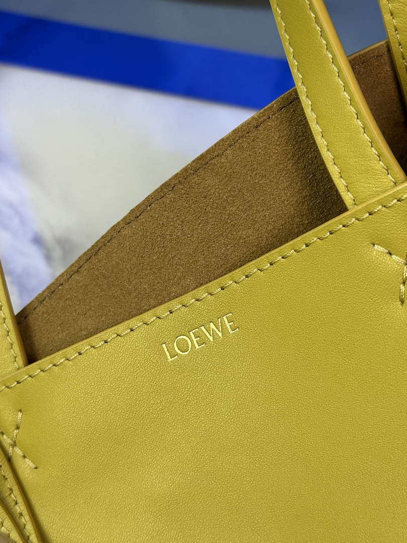 Loewe Mini Puzzle Fold tote in shiny calfskin A657V25X01 Yellow