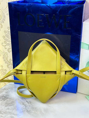 Loewe Mini Puzzle Fold tote in shiny calfskin A657V25X01 Yellow - Default Title - View 6