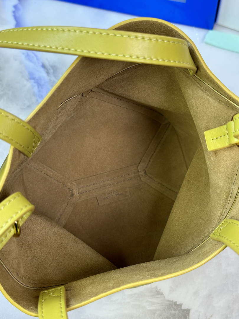 Loewe Mini Puzzle Fold tote in shiny calfskin A657V25X01 Yellow