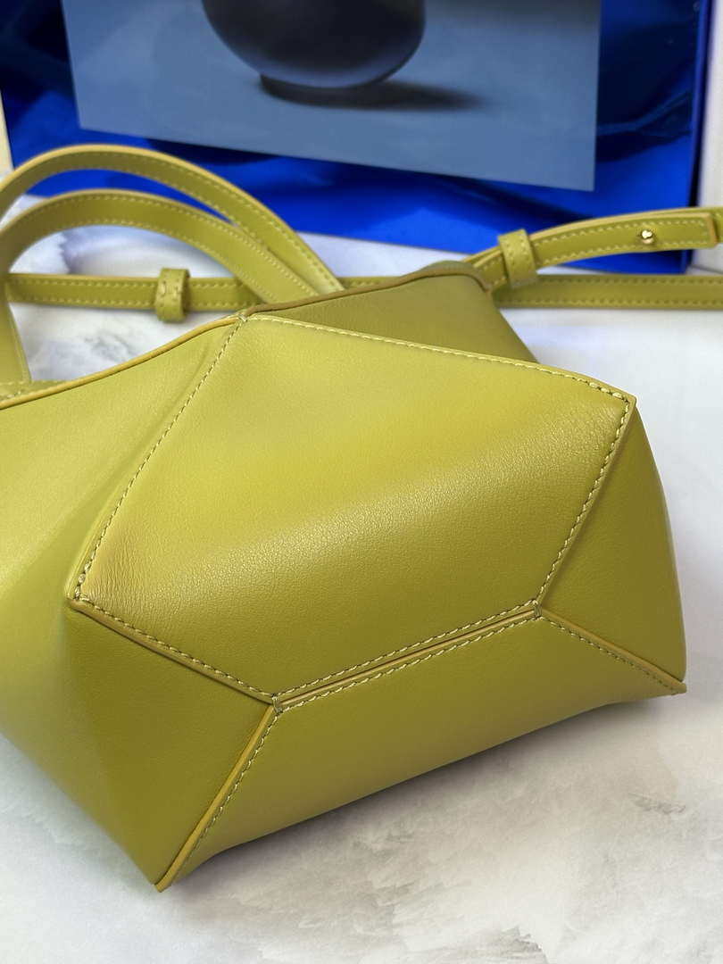 Loewe Mini Puzzle Fold tote in shiny calfskin A657V25X01 Yellow