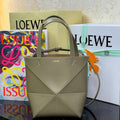 Loewe Mini Puzzle Fold tote in shiny calfskin A657V25X01 Green - Default Title - View 1