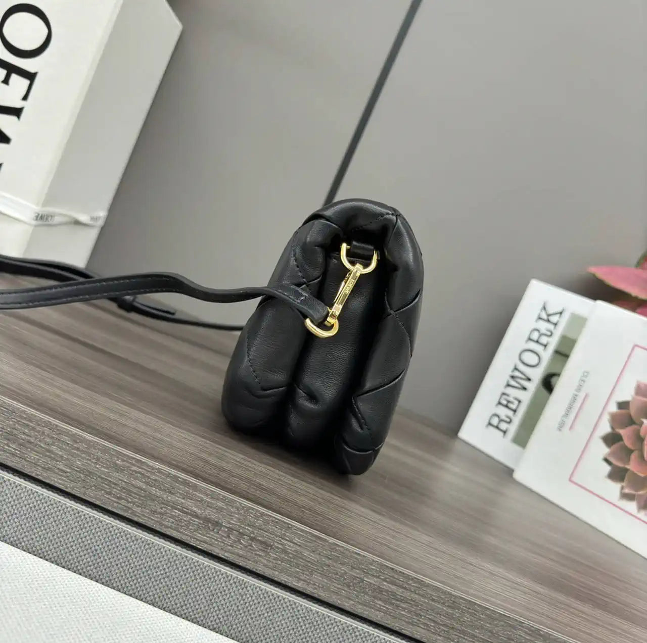 Loewe Puffer Goya Bag in Pleated Shiny Nappa  A896P41X148752 Black