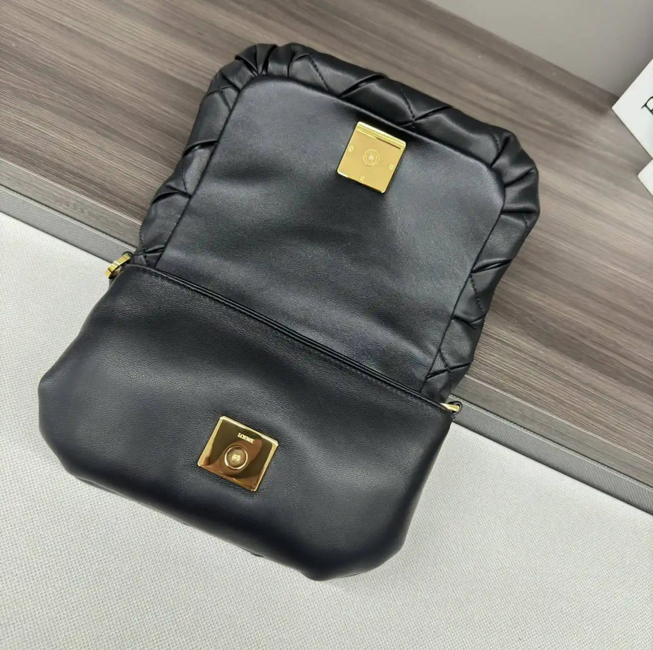 Loewe Puffer Goya Bag in Pleated Shiny Nappa  A896P41X148752 Black