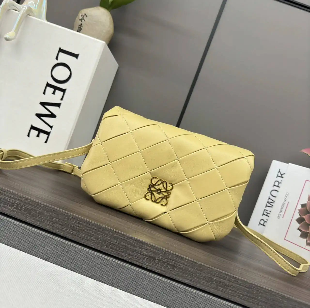 Loewe Puffer Goya Bag in Pleated Shiny Nappa  A896P41X148752 Yellow