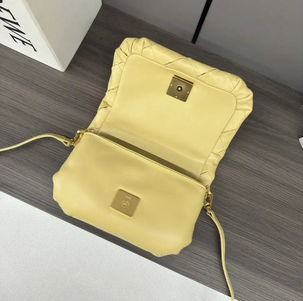 Loewe Puffer Goya Bag in Pleated Shiny Nappa  A896P41X148752 Yellow