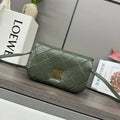 Loewe Puffer Goya Bag in Pleated Shiny Nappa  A896P41X148752 Green